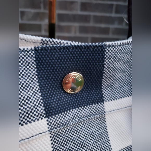 COACH **NWT** Midnight & Cream Buffalo Plaid Tote - Picture 9 of 11